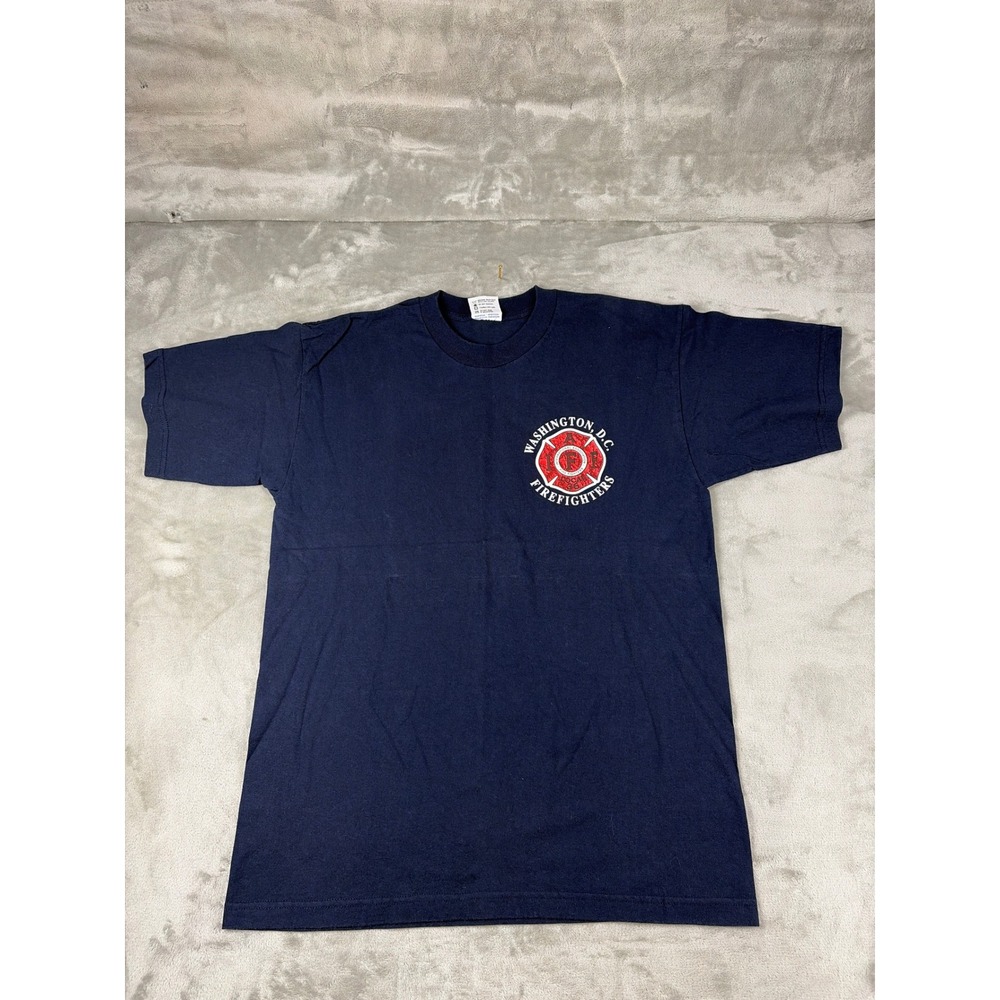Bayside Washington DC Firefighters Local 36 Navy Blue Graphic T-Shirt Mens L USA
